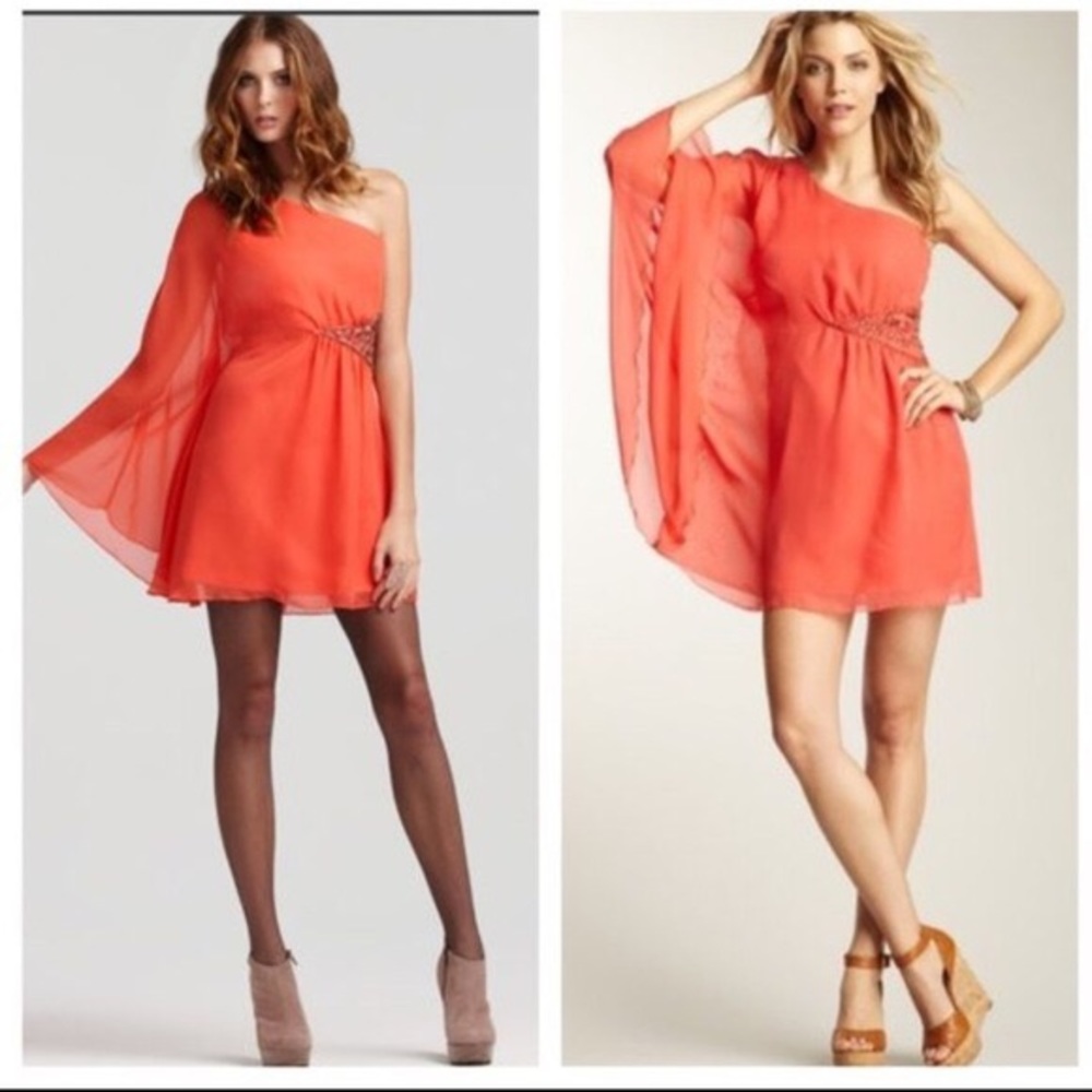 Free People Orange One Shoulder Beaded Dress